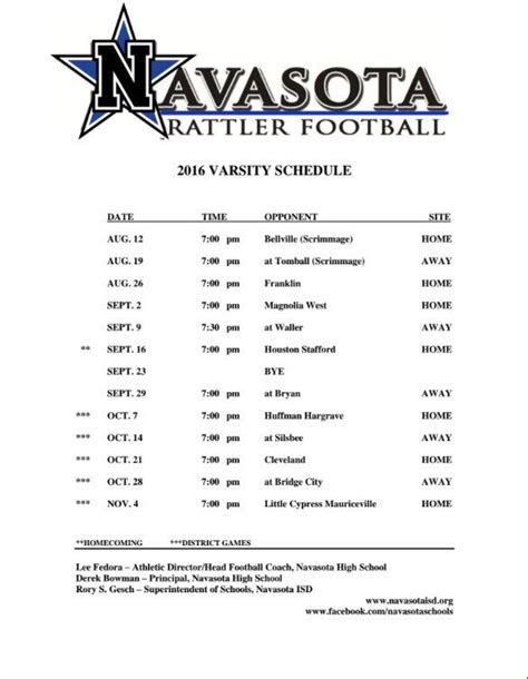 navasota high school football schedule